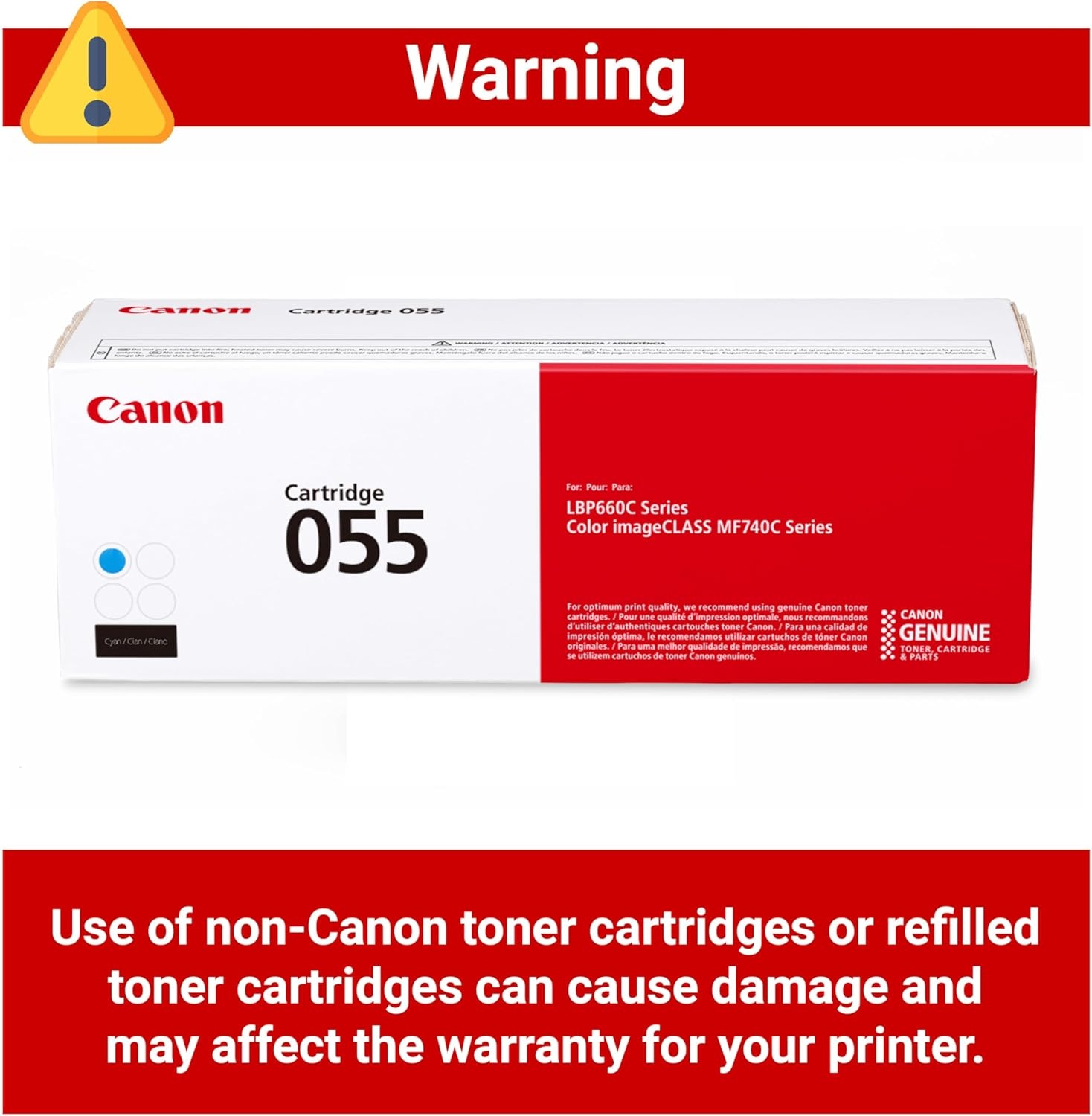 image:imageCanon Genuine 055 Yellow Toner Cartridge Compatible with LBP664Cdw MF741Cdw MF743Cdw MF745Cdw MF746CdwCyan
