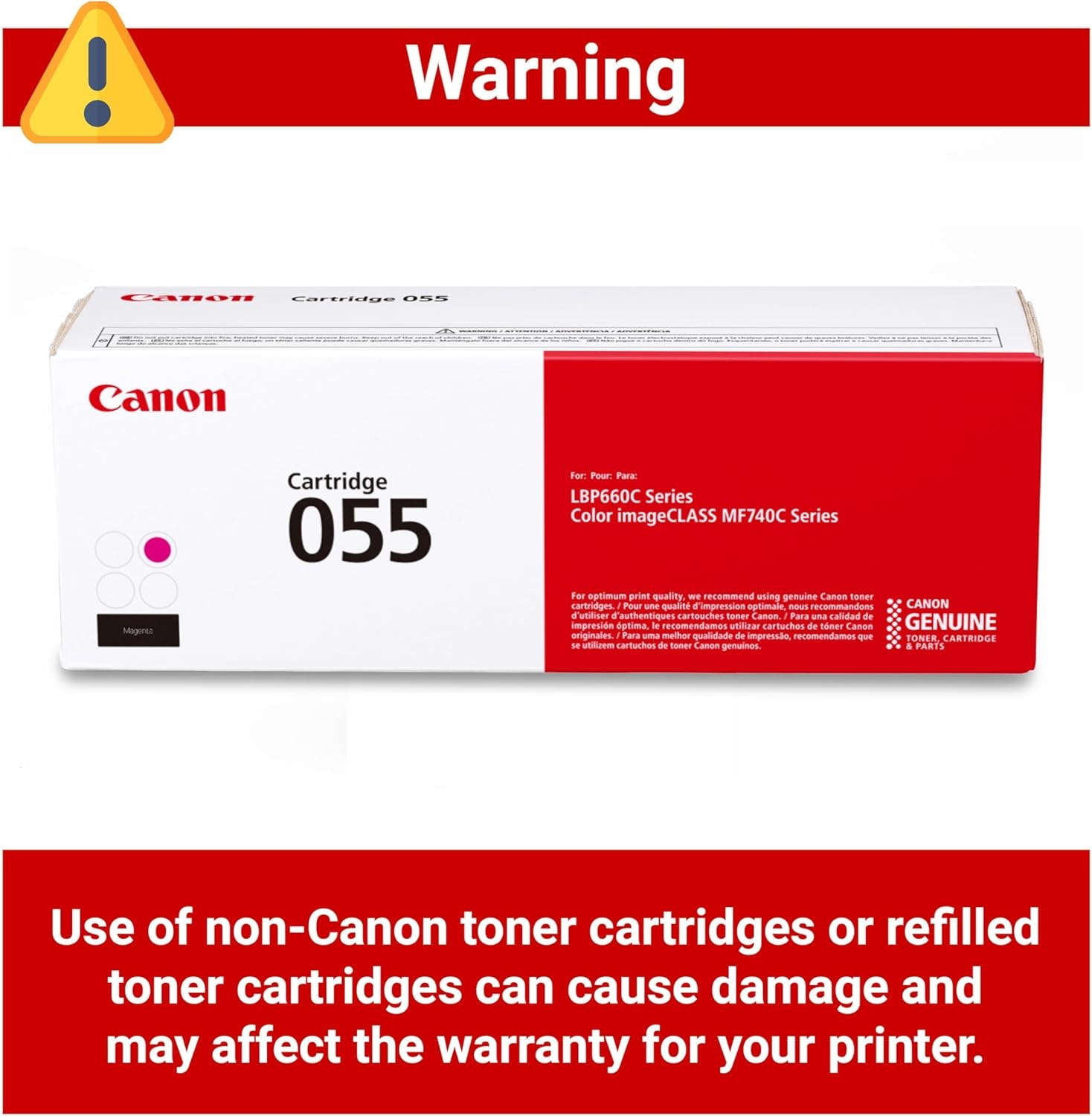 image:imageCanon Genuine 055 Yellow Toner Cartridge Compatible with LBP664Cdw MF741Cdw MF743Cdw MF745Cdw MF746CdwMagenta