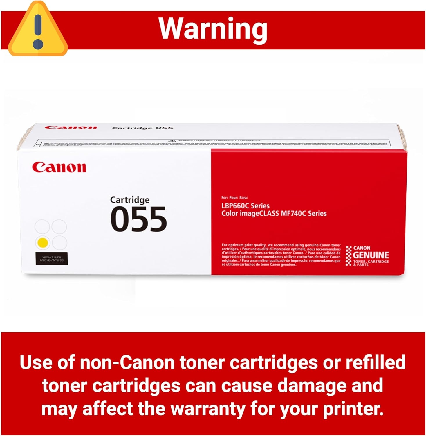 image:imageCanon Genuine 055 Yellow Toner Cartridge Compatible with LBP664Cdw MF741Cdw MF743Cdw MF745Cdw MF746CdwYellow