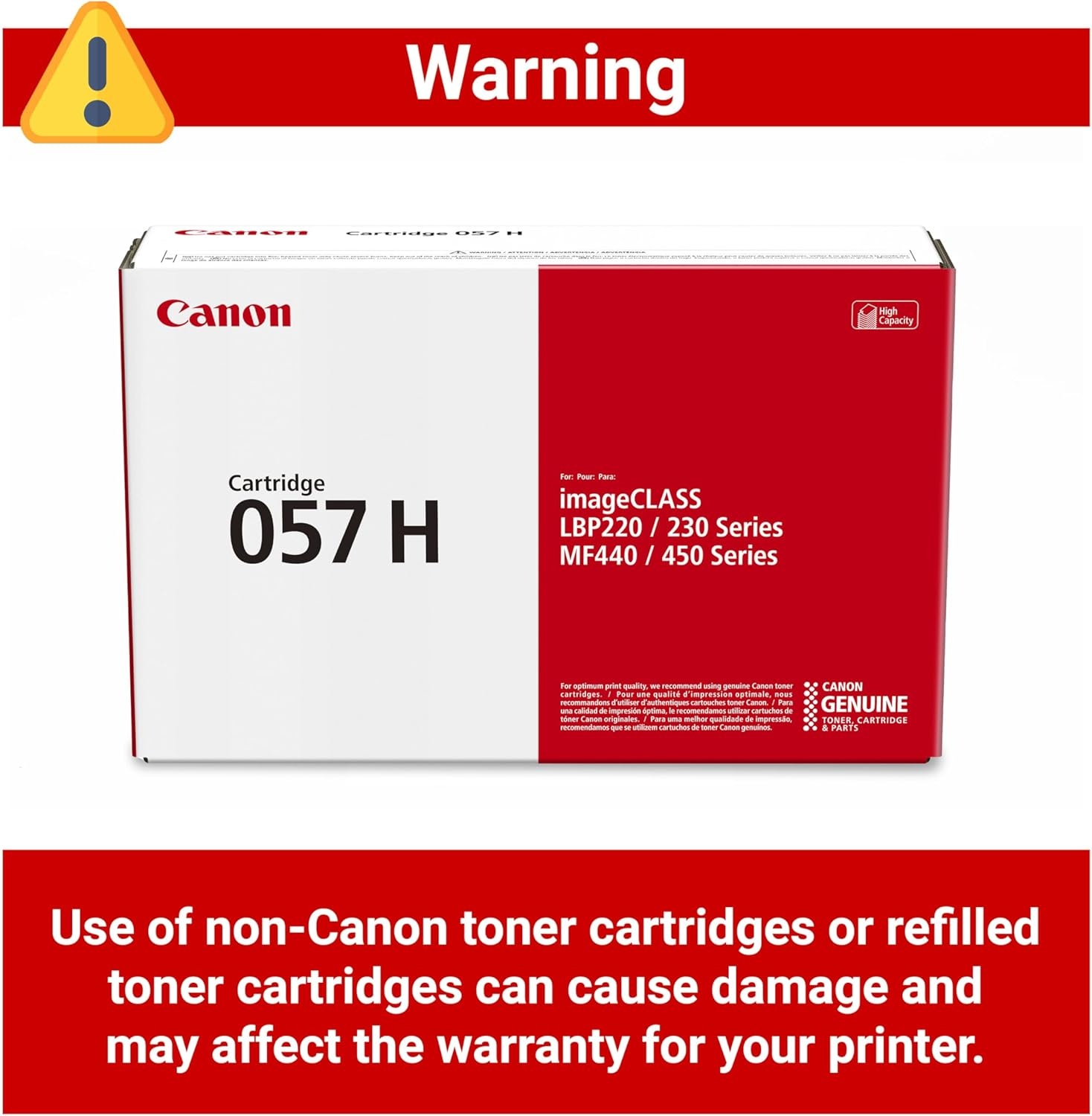 image:imageCanon Genuine 057 Black Toner Cartridge High Capacity Compatible with LBP220 Series LBP230 Series MF440 Series MF450 Series1 Pack