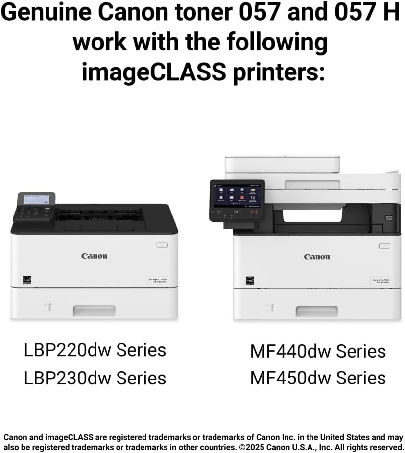 image:imageCanon Genuine 057 Black Toner Cartridge High Capacity Compatible with LBP220 Series LBP230 Series MF440 Series MF450 Series2 Pack