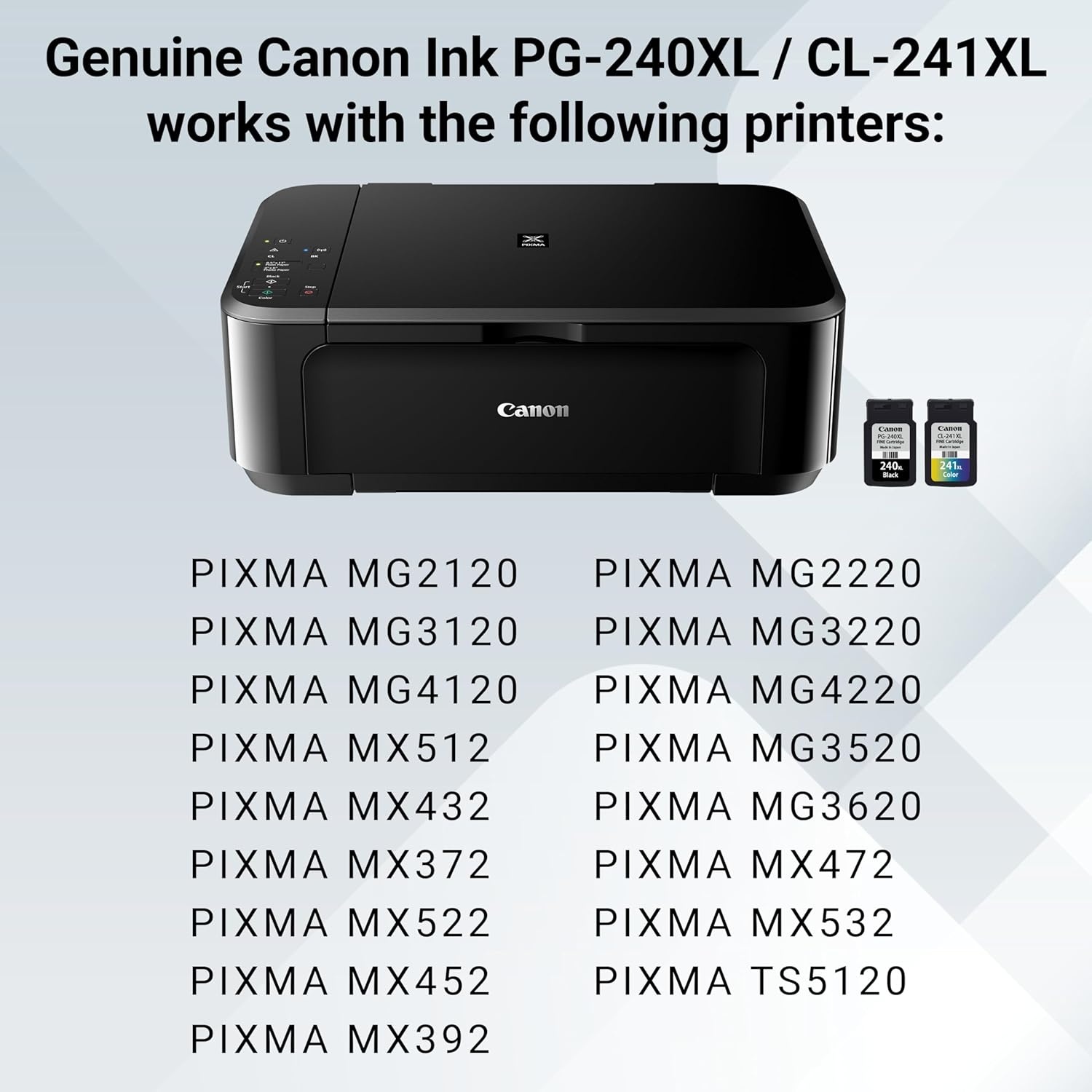 image:imageCanon PG240 XL CL241 XL Genuine Ink Value Pack 2 Cartridges with 50Sheet Photo Paper Compatible with MG21203120412022203220422035203620 MX372392432452472512522532 TS51201 Pack