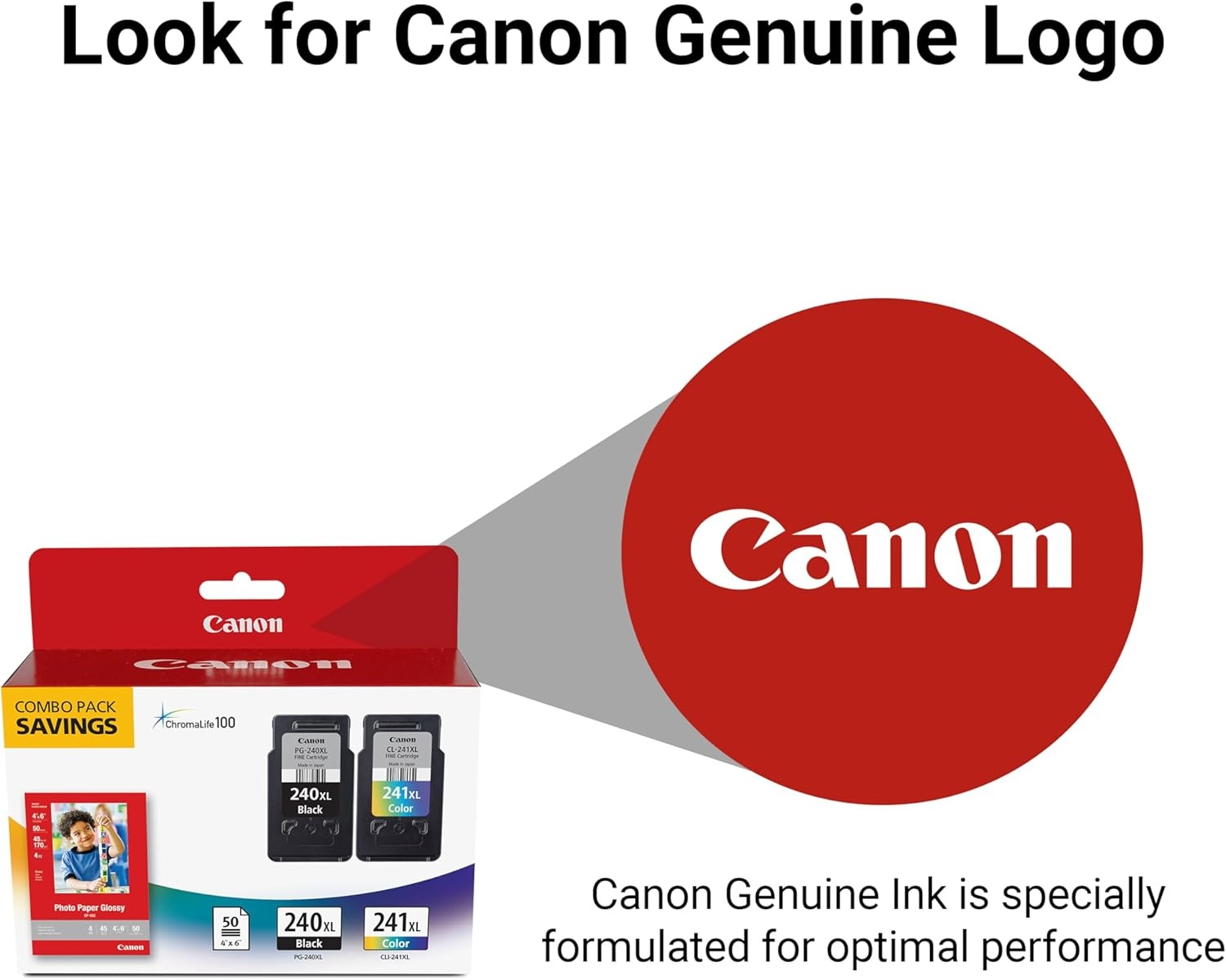 image:imageCanon PG240 XL CL241 XL Genuine Ink Value Pack 2 Cartridges with 50Sheet Photo Paper Compatible with MG21203120412022203220422035203620 MX372392432452472512522532 TS512012 Pack