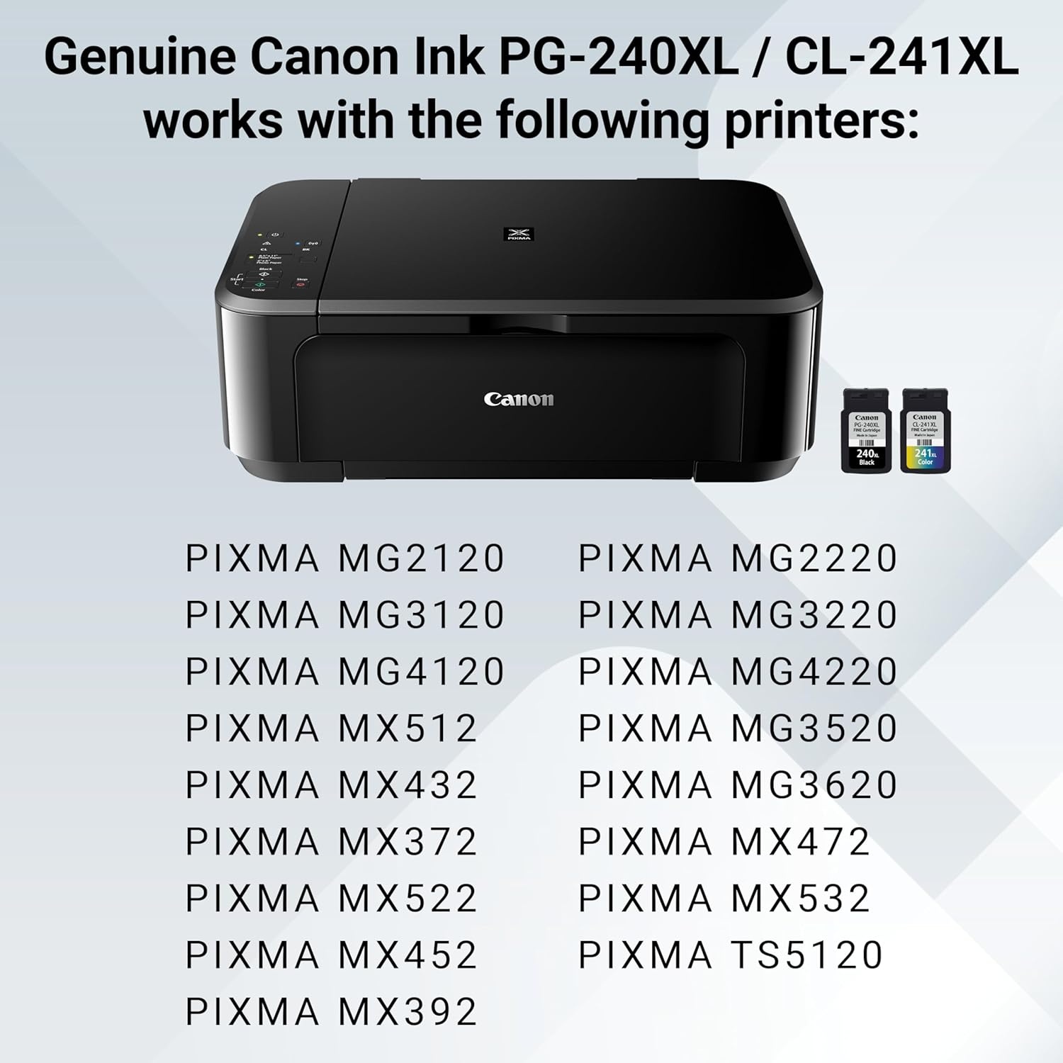 image:imageCanon PG240 XL Genuine Black Ink Cartridge Compatible with MG212031204120 MX512432472372392522532452 MG22203220422035203620 TS5120Extra Large