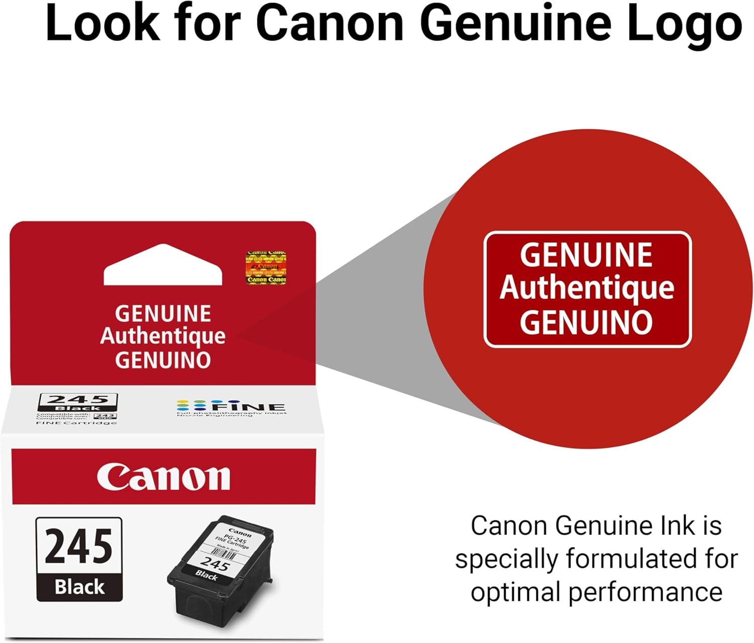 image:imageCanon PG245 Genuine Black Ink Cartridge Compatible with iP2820 MG242029242920302025222525 MX492 TS3120302302a202202a452033201 Count Pack of 1