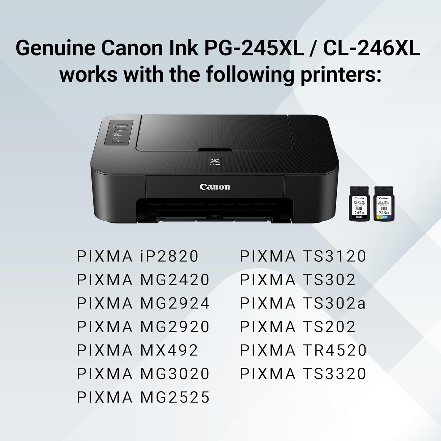 image:imageCanon PG245 XL CL246 XL Genuine Ink Value Pack 2 Cartridges with 50Sheet Photo Paper Compatible with iP2820 MG242029242920302025222525 MX492 TS3120302302a202202a45203320Ink and Paper