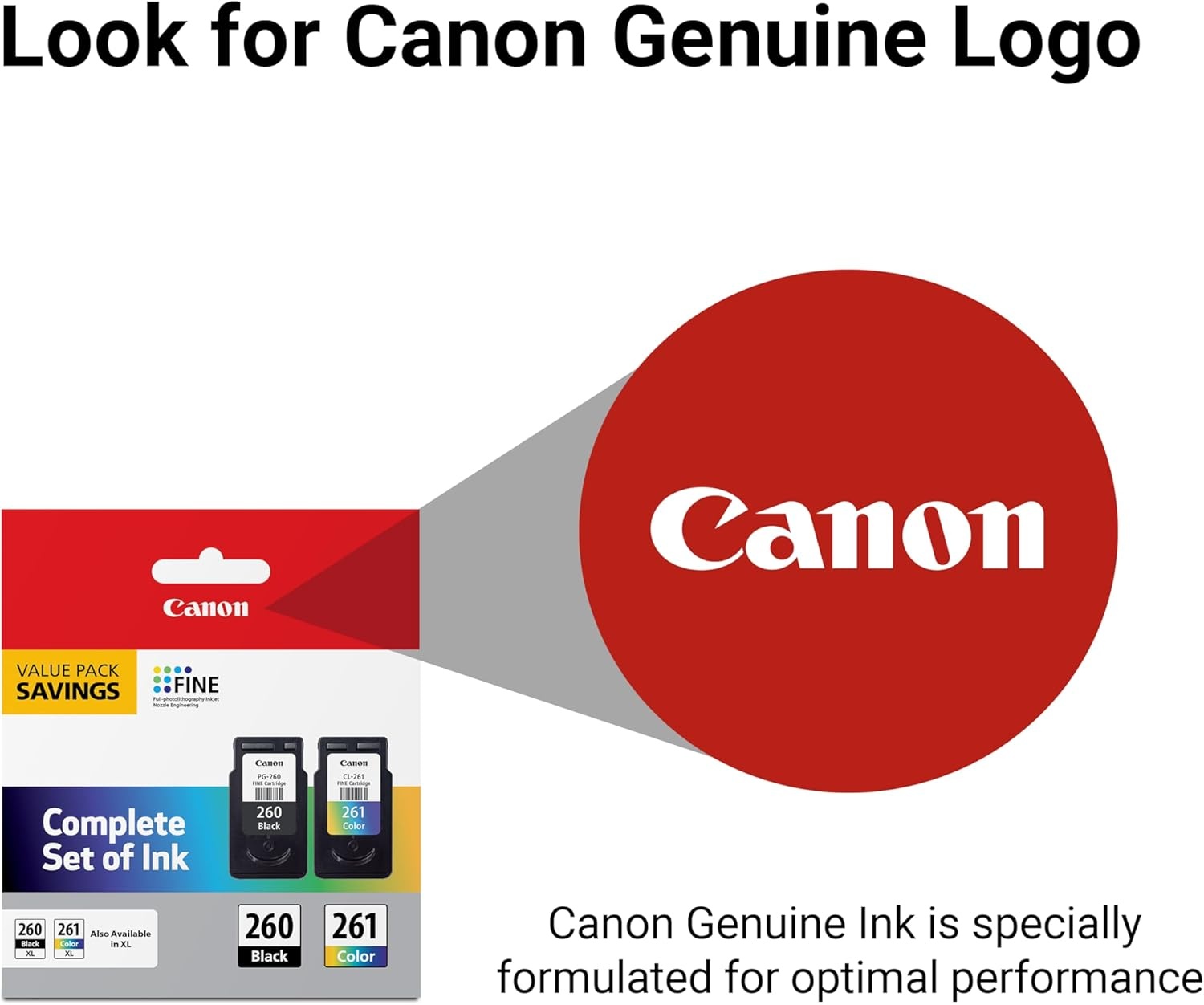 image:imageCanon PG260 CLI261 Genuine Ink Value Pack 2 Cartridges Compatible with TS5320 TR7020Once Size