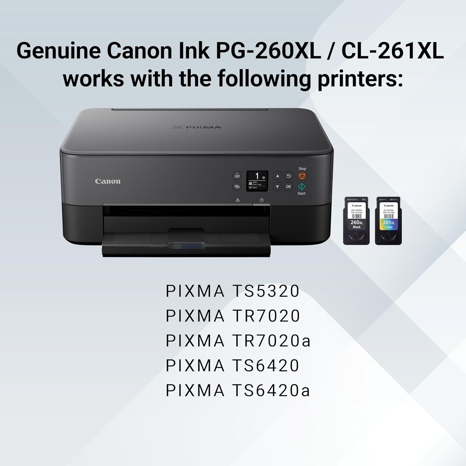 image:imageCanon PG260 XL CLI261 XL Genuine Ink Value Pack 2 Cartridges Compatible with TS5320 TR7020Once Size