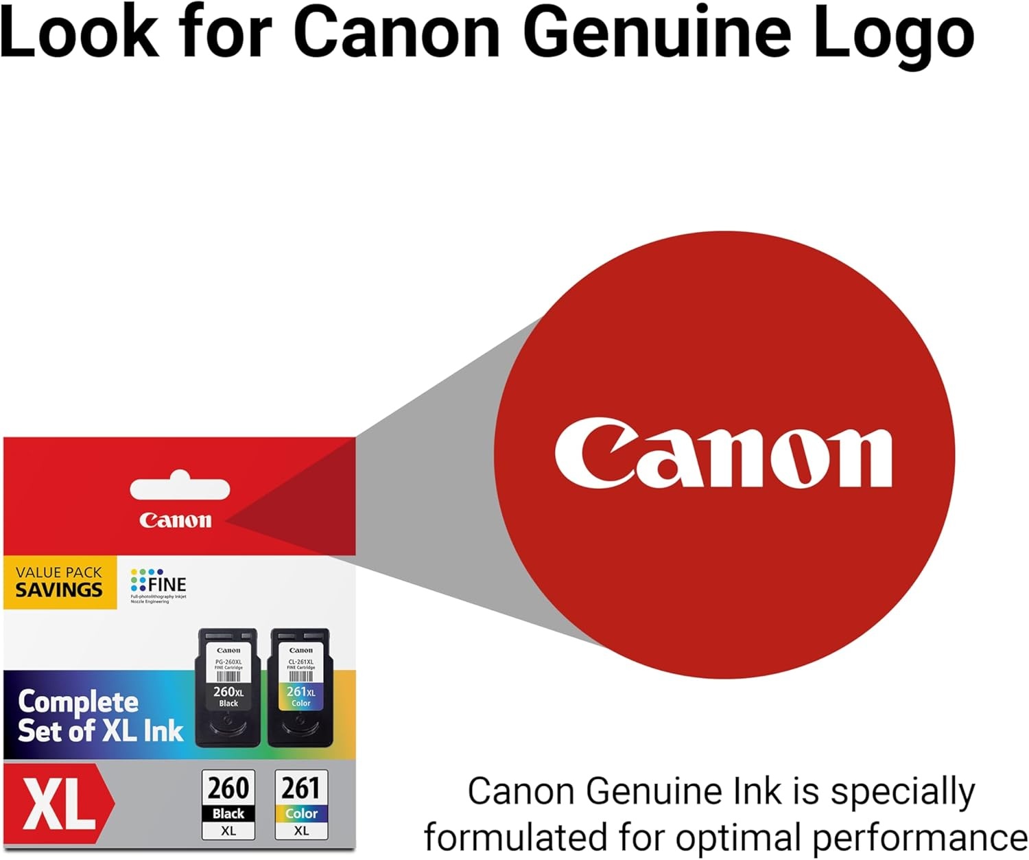 image:imageCanon PG260 XL CLI261 XL Genuine Ink Value Pack 2 Cartridges Compatible with TS5320 TR7020Once Size