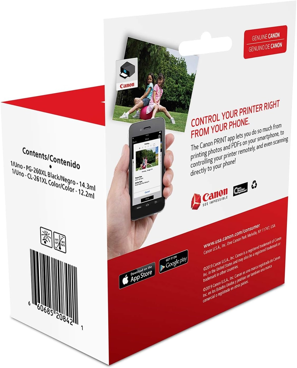 image:imageCanon PG260 XL CLI261 XL Genuine Ink Value Pack 2 Cartridges Compatible with TS5320 TR7020Once Size Pack of 2
