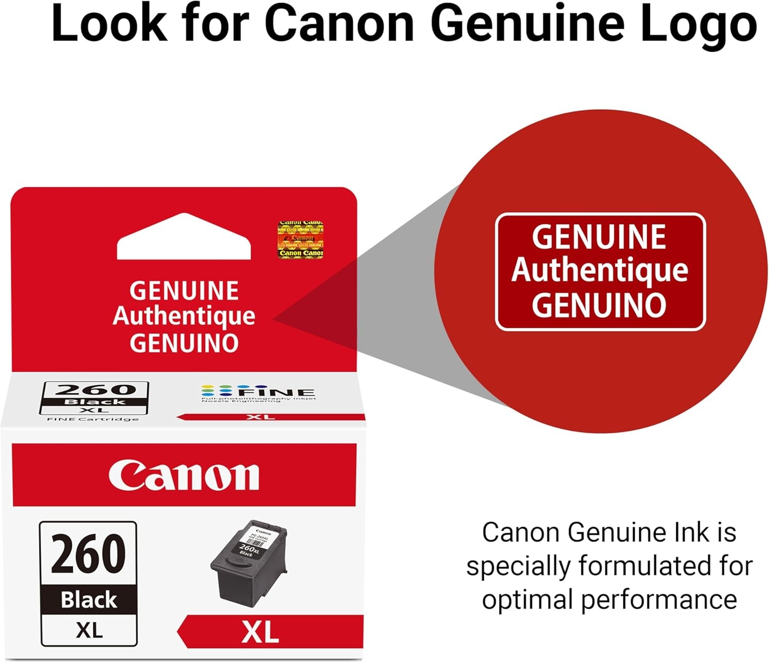 image:imageCanon PG260 XL Genuine Black Ink Cartridge Compatible with TS532064206420aTR70207020aExtra Large