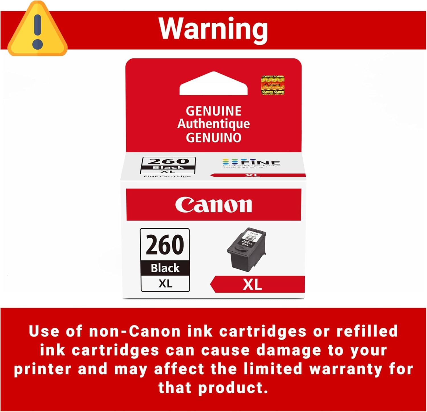 image:imageCanon PG260 XL Genuine Black Ink Cartridge Compatible with TS532064206420aTR70207020aExtra Large Pack of 2