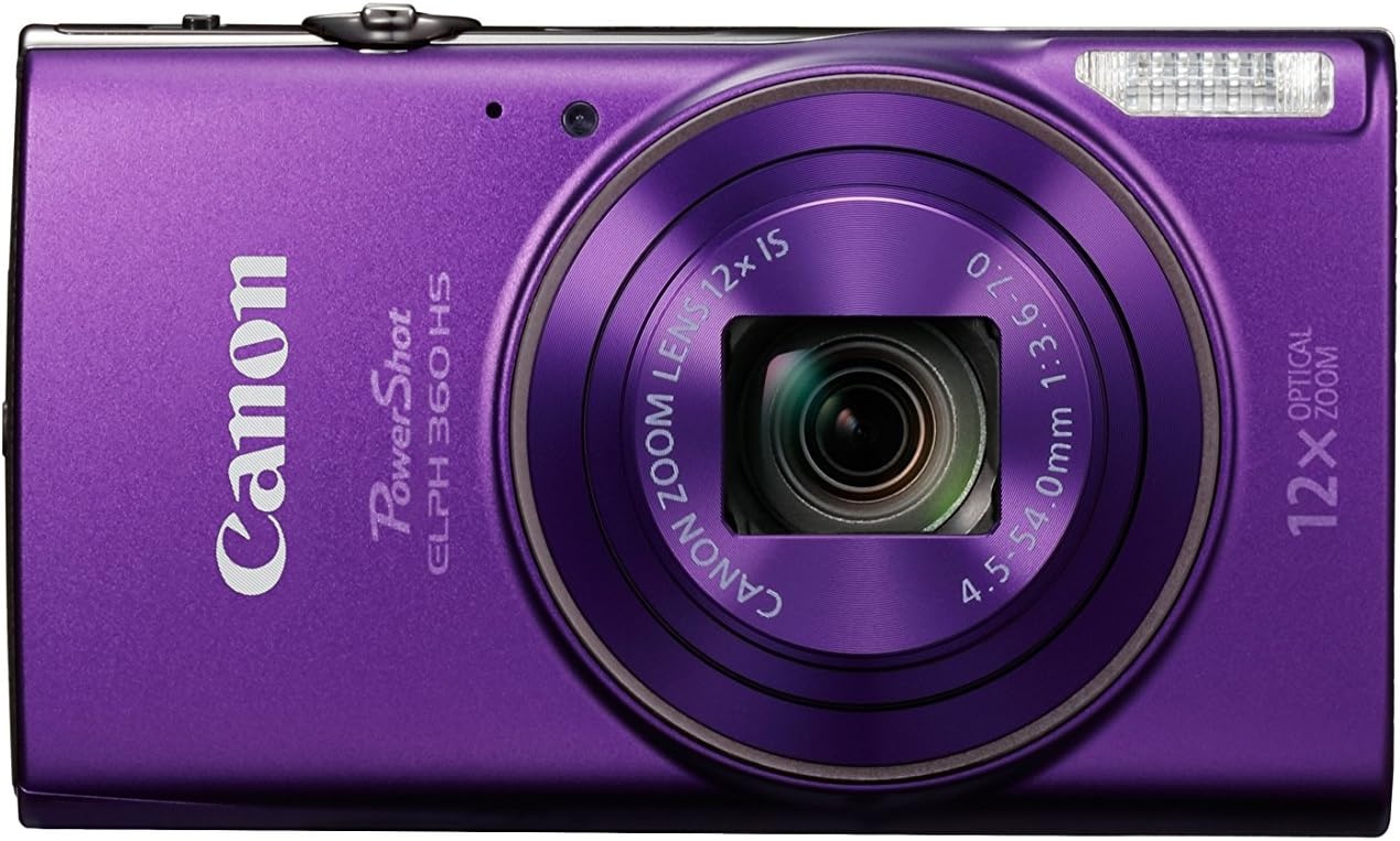 image:imageCanon PowerShot ELPH 360 Digital Camera w 12x Optical Zoom and Image Stabilization WiFi amp NFC Enabled BlackPurple