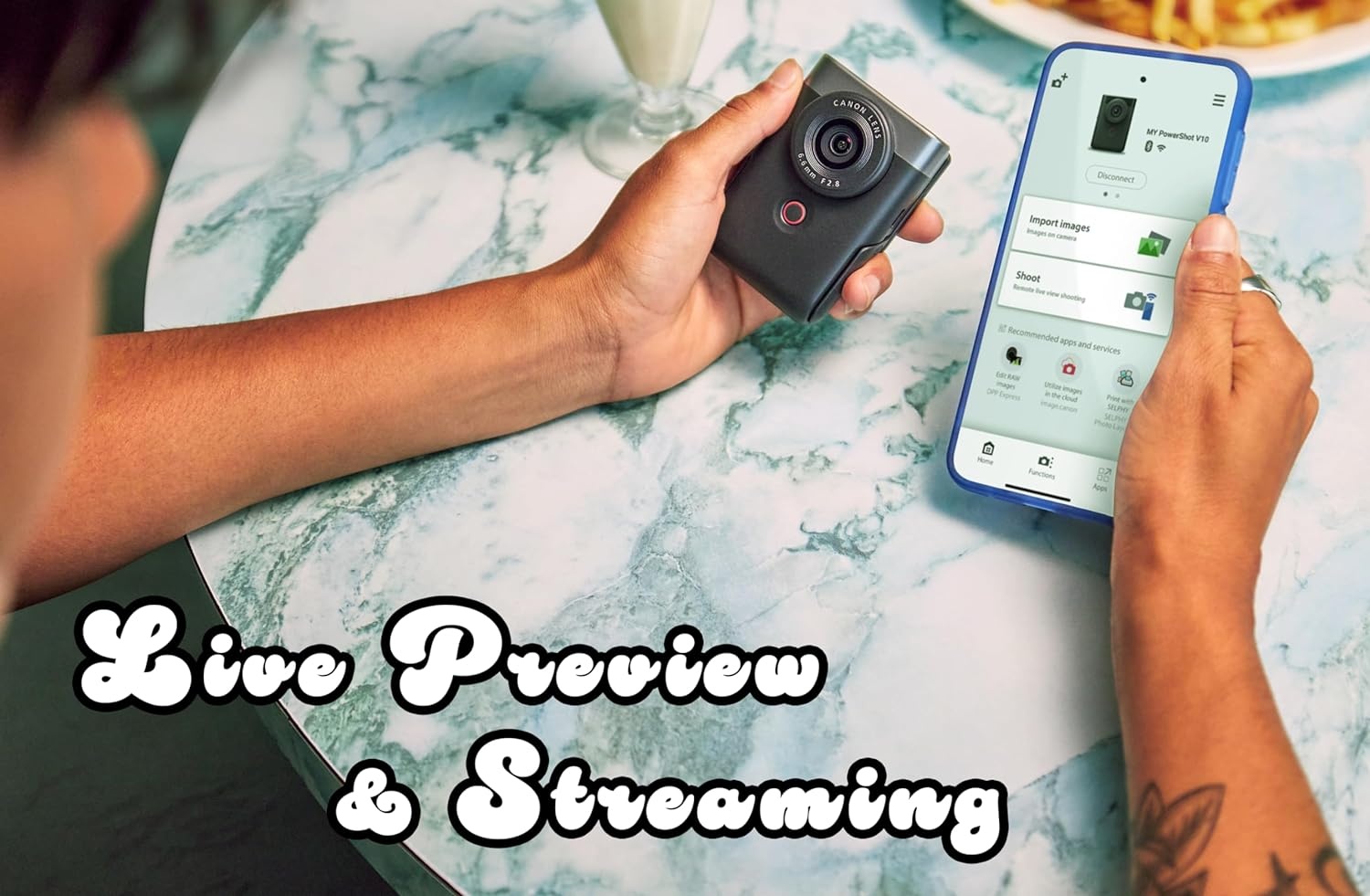 image:imageCanon PowerShot V10 Compact Vlogging Camera 1 CMOS Sensor 4K Video Streaming Builtin WideAngle Zoom Lens FlipLCD amp Stereo Mic Image Stabilization Creator Studio in Your Pocket BlackSilver