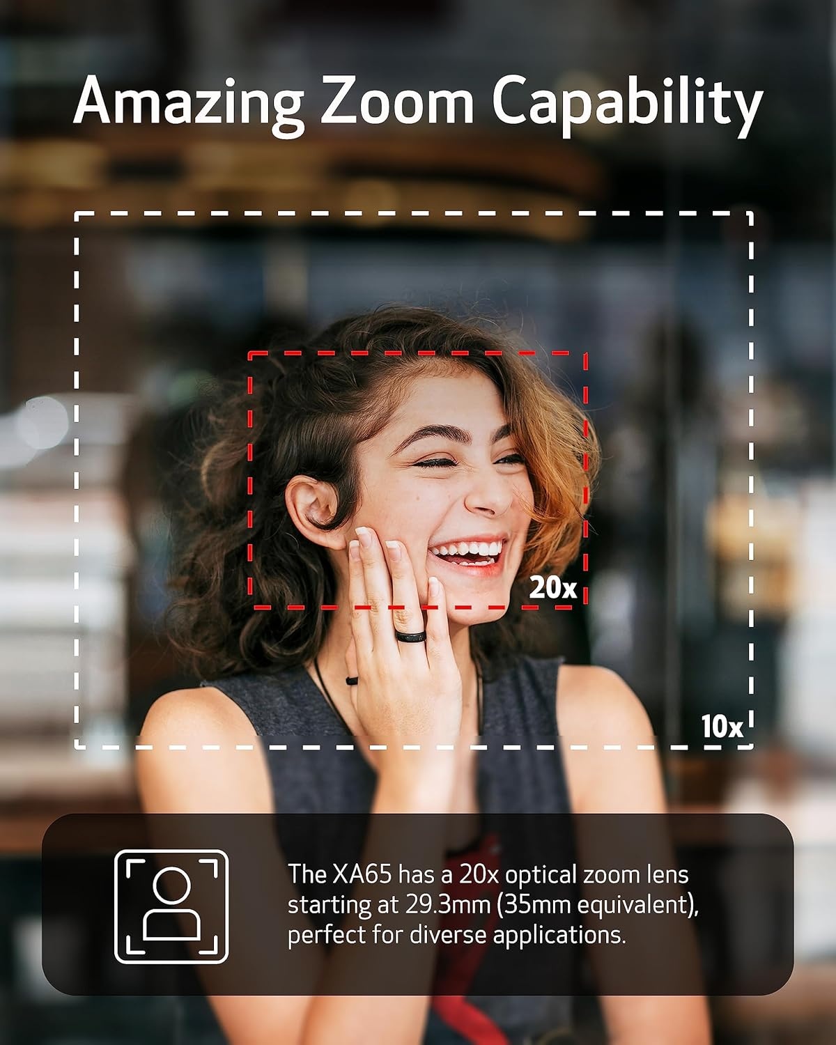 image:imageCanon XA65 Pro Camcorder 123 4K UHD CMOS Sensor 20x Optical Zoom 800x Digital Zoom Image Stabilization 3GSDI HDMI USB Live Streaming Time Stamp OnScreen Display Recording XLR Audio Inputs