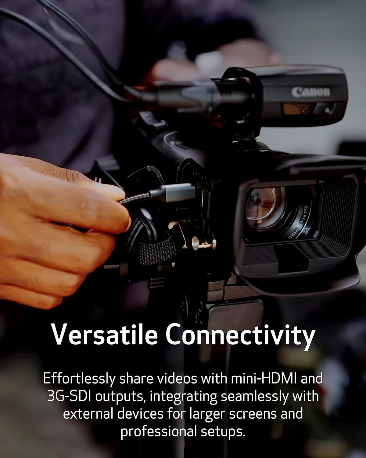 image:imageCanon XA65 Pro Camcorder 123 4K UHD CMOS Sensor 20x Optical Zoom 800x Digital Zoom Image Stabilization 3GSDI HDMI USB Live Streaming Time Stamp OnScreen Display Recording XLR Audio Inputs
