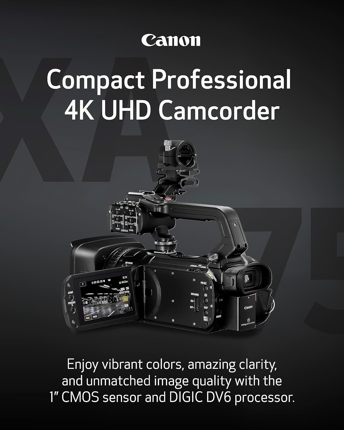 image:imageCanon XA75 Professional Camcorder 4K UHD Video to Shoot Record Stream 15x Optical Zoom Lens 3G SDI amp XLR Terminal BlackCamera Only