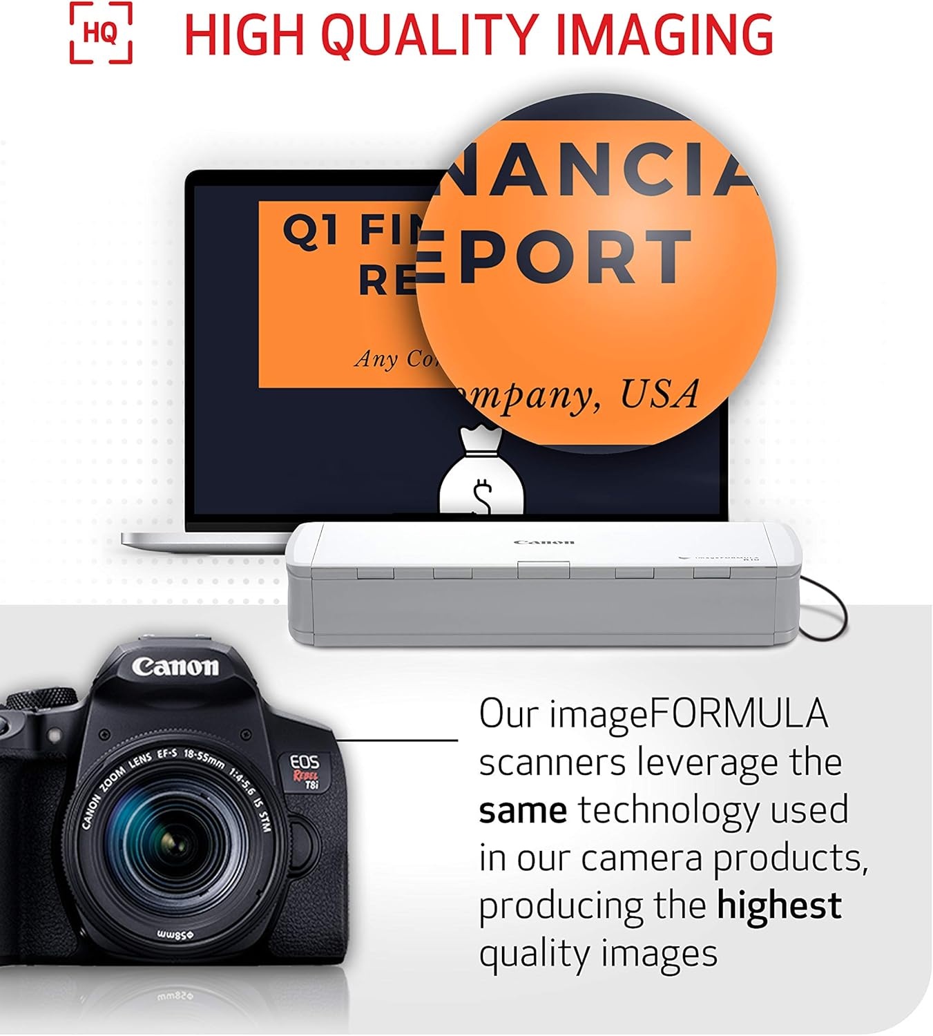 image:imageCanon imageFORMULA R10 Portable Document Scanner USB Powered Duplex Scanning Document Feeder Easy Setup Convenient Perfect for Mobile Users White