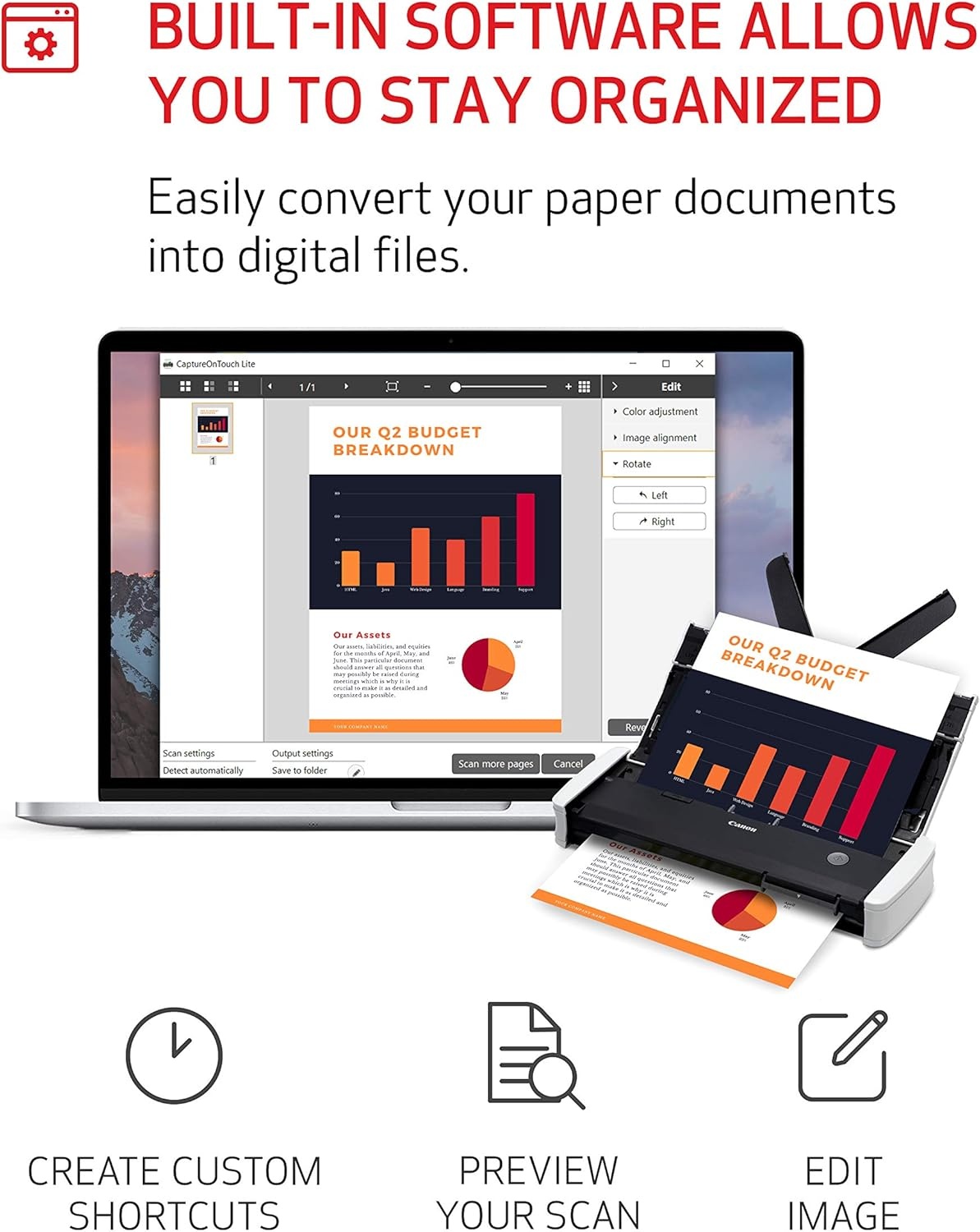 image:imageCanon imageFORMULA R10 Portable Document Scanner USB Powered Duplex Scanning Document Feeder Easy Setup Convenient Perfect for Mobile Users White