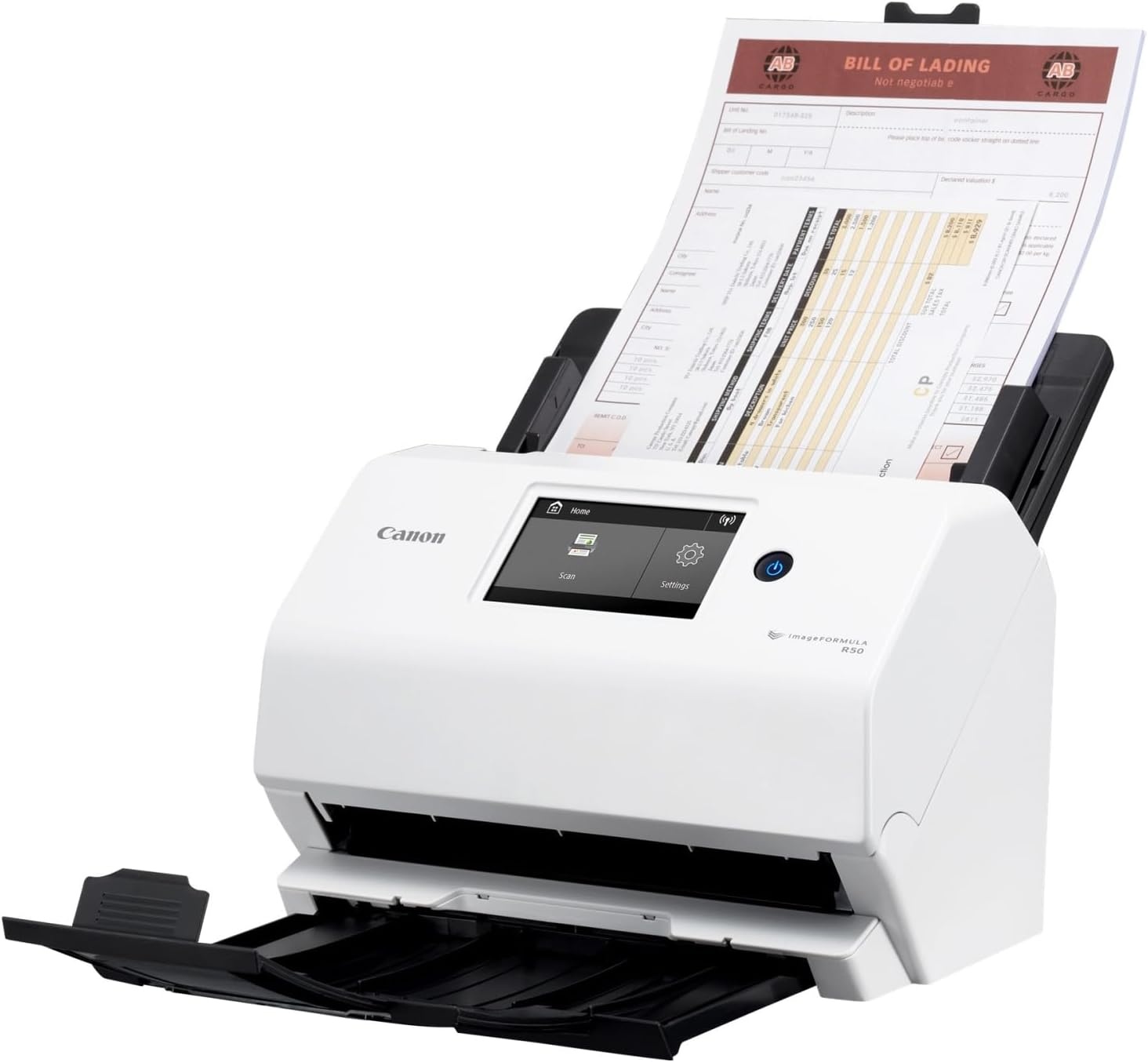 image:imageCanon imageFORMULA R50 Business Document Scanner for PC and Mac Color Duplex Scanning Connect with USB Cable or WiFi Network LCD Touchscreen Auto Document Feeder Easy Setup