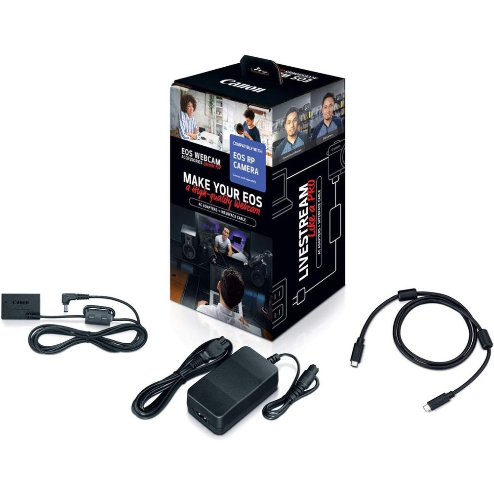 image:imageCanon EOS Webcam Accessory Starter Kit for Select EOS R Series Digital Cameras AC Adapter ACE6N DC Coupler DRE18 Interface Cable IFC100U for Live Streaming Teaching amp Content Creators