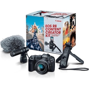 image:imageCanon EOS R8 Mirrorless Camera with RF 2450mm f4563 is STM Lens BlackEOS R8 Content Creator Kit