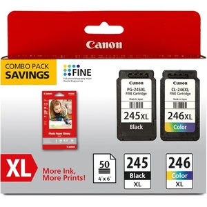 image:imageCanon PG245 XL  CL246 XL Genuine Ink Value Pack 2 Cartridges with 50Sheet Photo Paper Compatible with iP2820 MG242029242920302025222525 MX492 TS3120302302a202202a45203320Ink and Paper