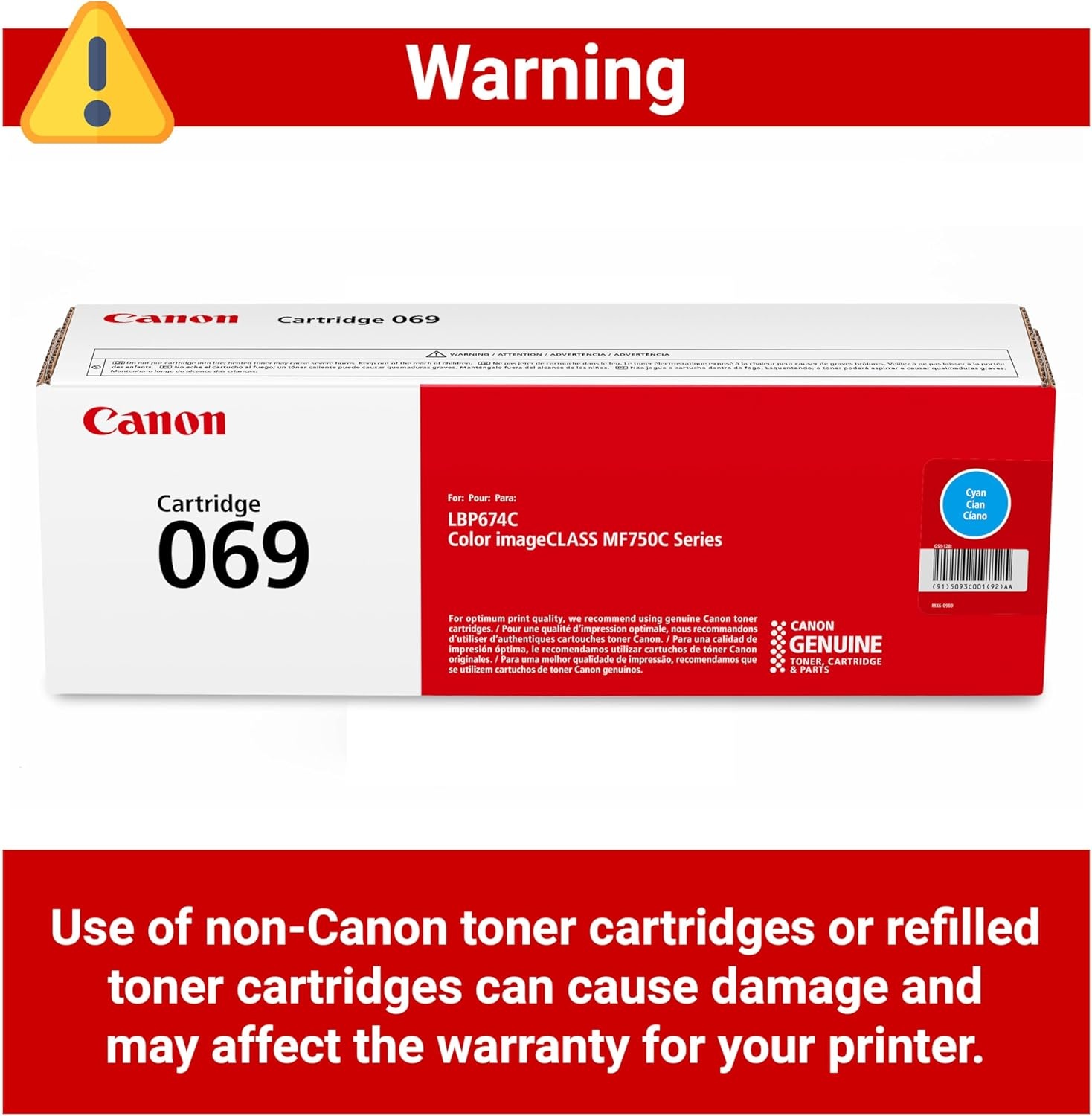 image:imageCanon Genuine 069 Black Toner Cartridge Compatible with MF753Cdw MF751Cdw LBP674CdwCyan