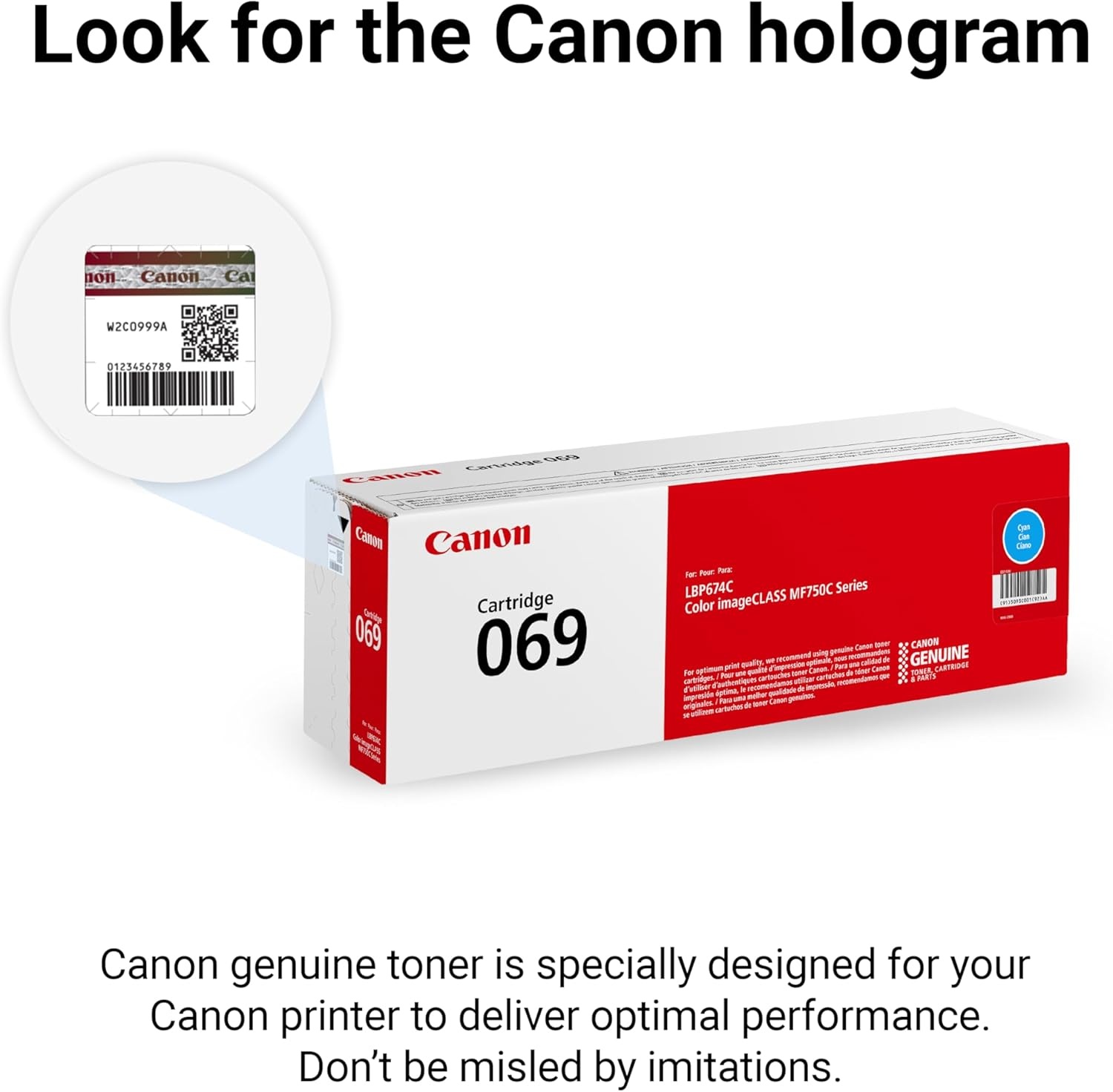 image:imageCanon Genuine 069 Black Toner Cartridge Compatible with MF753Cdw MF751Cdw LBP674CdwCyan
