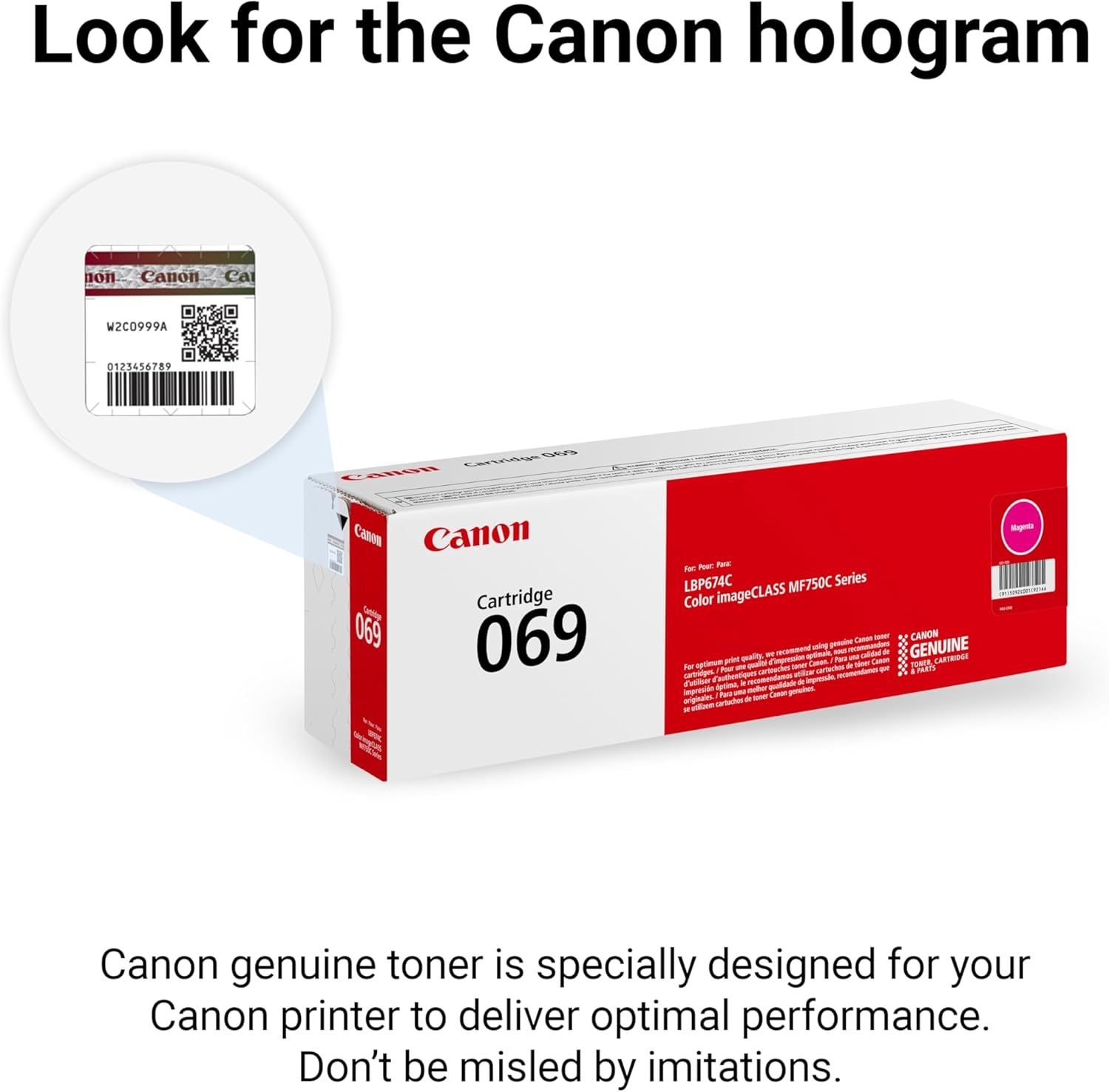 image:imageCanon Genuine 069 Black Toner Cartridge Compatible with MF753Cdw MF751Cdw LBP674CdwMagenta
