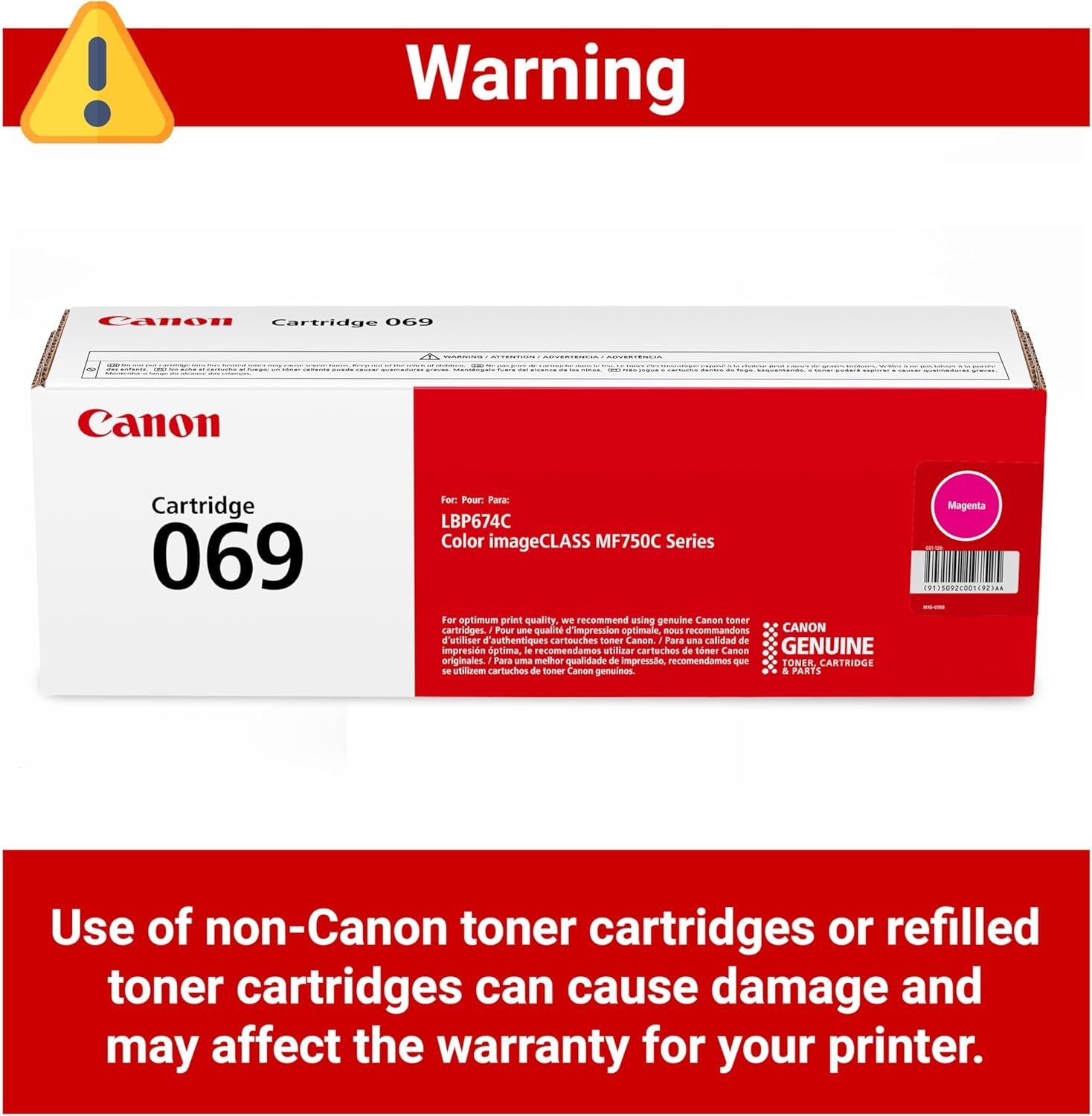 image:imageCanon Genuine 069 Black Toner Cartridge Compatible with MF753Cdw MF751Cdw LBP674CdwMagenta