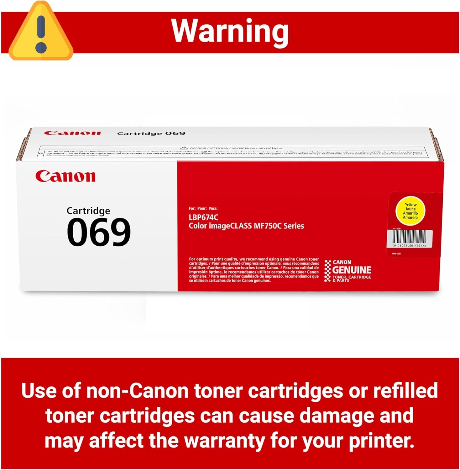image:imageCanon Genuine 069 Black Toner Cartridge Compatible with MF753Cdw MF751Cdw LBP674CdwYellow
