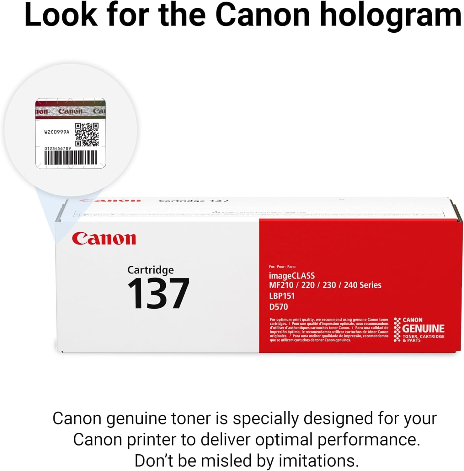 image:imageCanon Genuine 137 Black Toner Cartridge Compatible with LBP151dw MF210 Series MF220 Series MF230 Series MF240 Series D5701 Pack